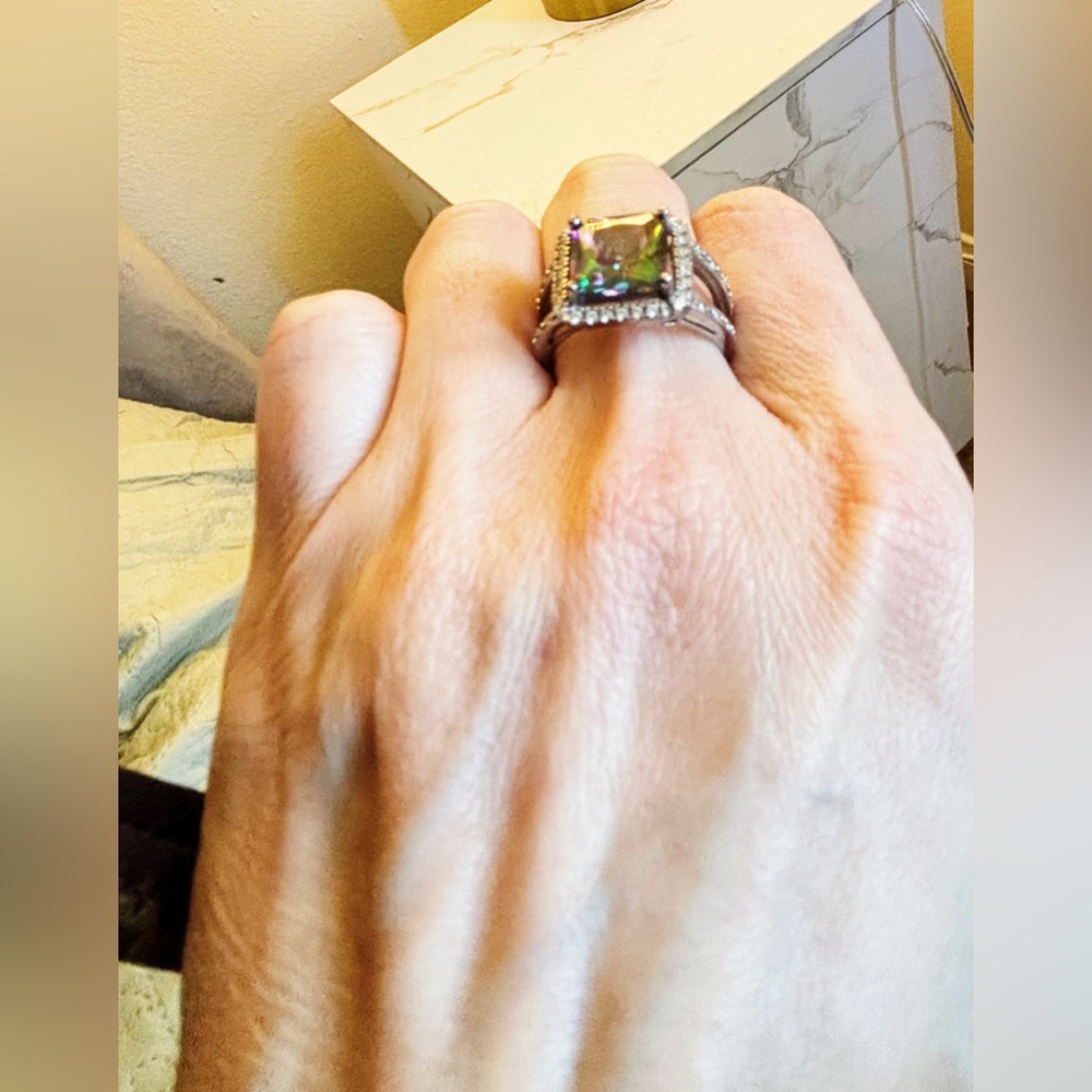 Elegant Multicolor Gemstone Silver Ring